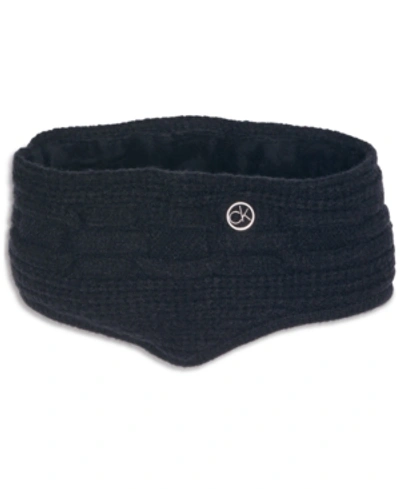 Calvin Klein Chain Cable-knit Cold Weather Headband In Black