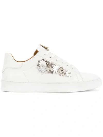 Black Dioniso Floral Appliqué Sneakers In White