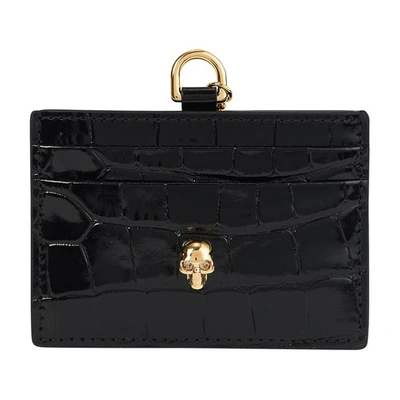 Alexander Mcqueen Card Holder With Chain In Black