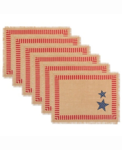 Design Imports 4th Of July Jute Placemat Set Of 6 In Red