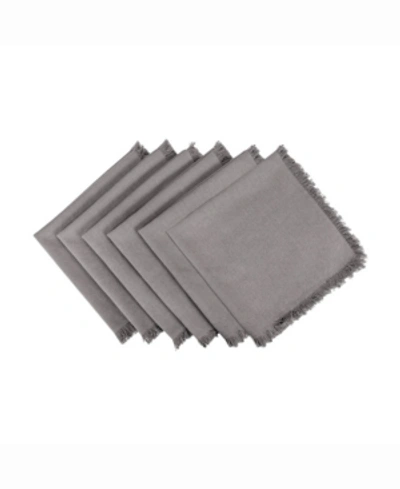 Design Imports Solid Gray Heavyweight Fringed Napkin Set Of 6 In Grey