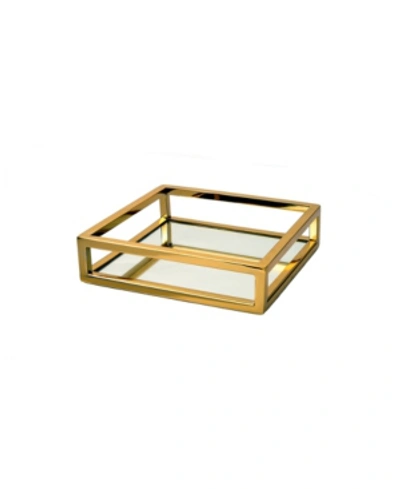 Classic Touch 8" Square Mirror Napkin Holder In Gold