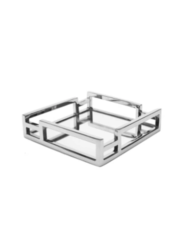 Classic Touch Square Mirror Napkin Holder With Layered Loop Design In Silver