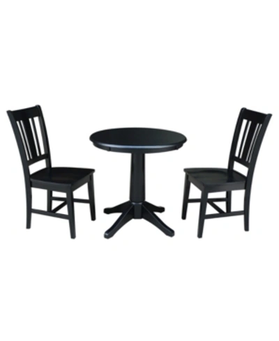 International Concepts 30" Round Top Pedestal Table- With 2 San Remo Chairs In Black