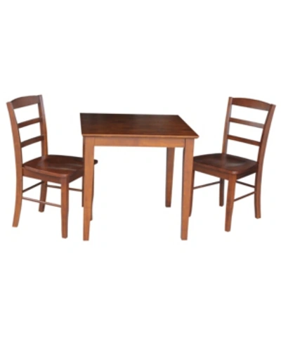 International Concepts 30x30 Dining Table With 2 Ladderback Chairs