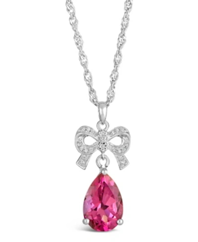 Macy's Amethyst (5 Ct. T.w.) And Diamond (1/10 Ct. T.w.) Pendant Necklace In Sterling Silver. Available In In Pink Topaz