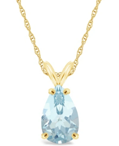 Macy's Aquamarine (2-5/8 Ct. T.w.) Pendant Necklace In 14k Yellow Gold