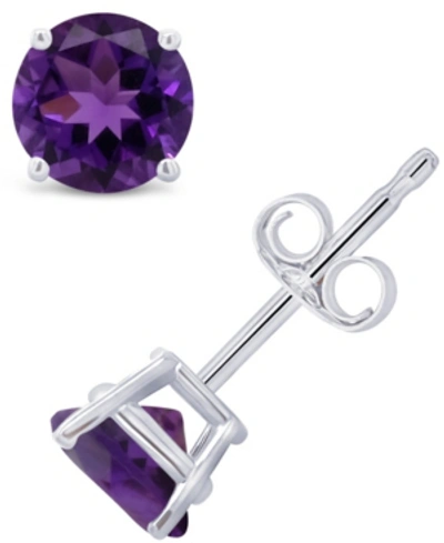 Macy's Amethyst (9/10 Ct. T.w.) Stud Earrings In 14k White Or Yellow Gold In White Gold