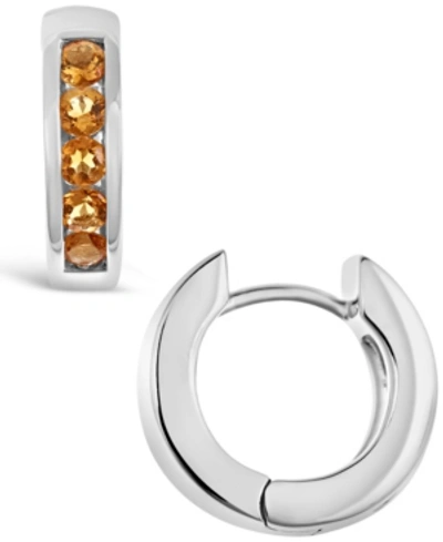 Macy's Swiss Blue Topaz (9/10 Ct. T.w.) Huggie Hoop Earrings In Sterling Silver (also Available In Citrine