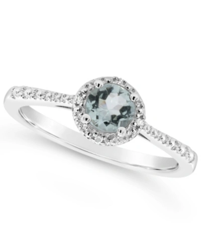 Macy's Emerald (1/2 Ct. T.w.) And Diamond Accent Ring In Sterling Silver (also Available In Aquamarine)
