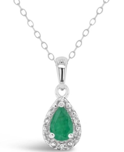 Macy's Emerald (3/8 Ct. T.w.) And Diamond Accent Pendant Necklace In Sterling Silver