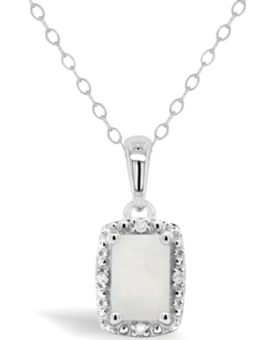Macy's Opal (1/3 Ct. T.w..) And Diamond Accent Pendant Necklace In Sterling Silver (also Available In Aquam