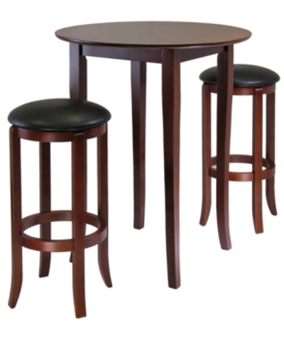 Winsome Fiona Round 3-piece High/pub Table Set In Brown