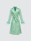 Andreeva Mint Jacqueline Coat №21 With Detachable Feathers Cuffs In Green