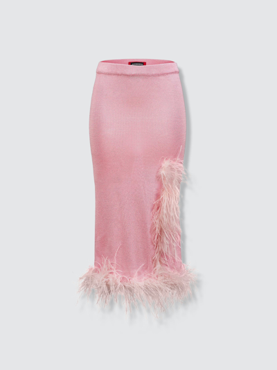 Andreeva Pink Knit Skirt-dress With Feather Details