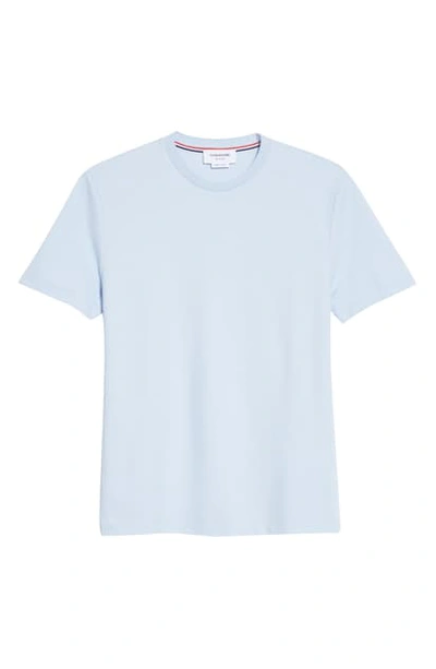 Thom Browne 4-bar Back Stripe Pique T-shirt In Light Blue