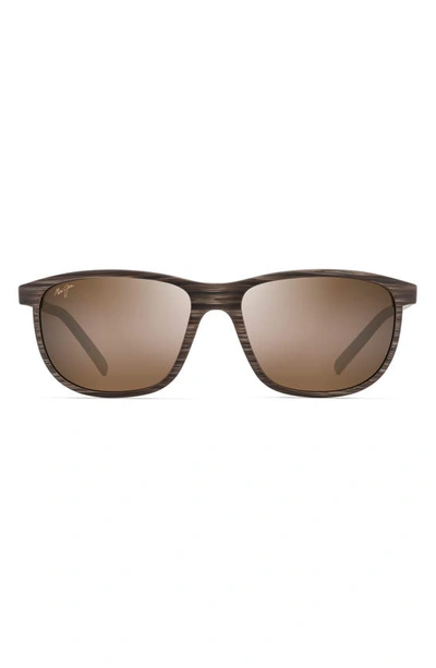 Maui Jim Lele Kawa Mj H811-25c Rectangle Polarized Sunglasses In Brown