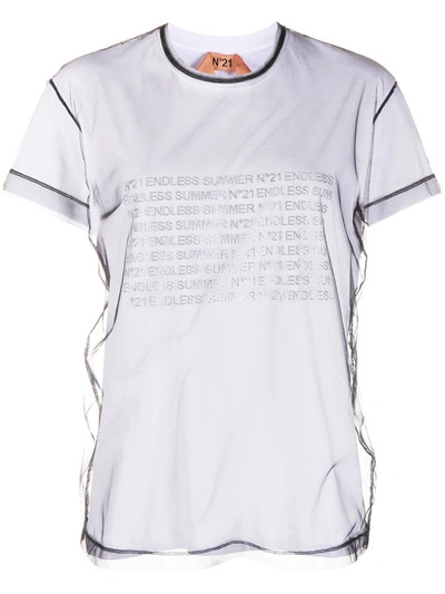 N°21 Layered Mesh T-shirt In White
