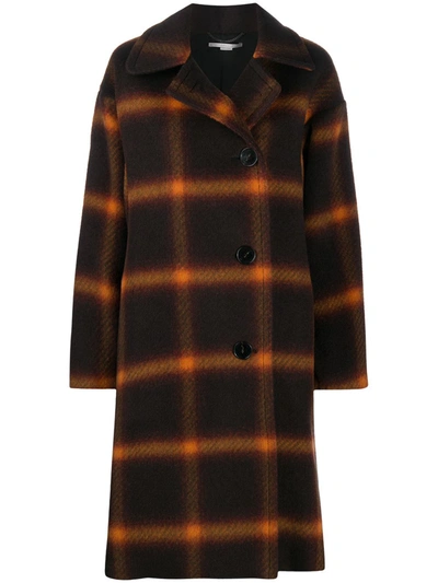 Stella Mccartney Check-print Single-breasted Coat In Brown