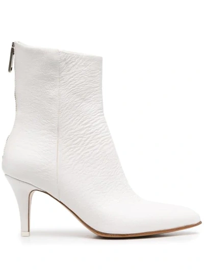 Mm6 Maison Margiela Pointed Toe Ankle Boots In White