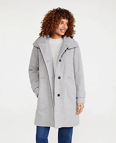 Ann Taylor Hooded Duffle Coat In Heather Grey