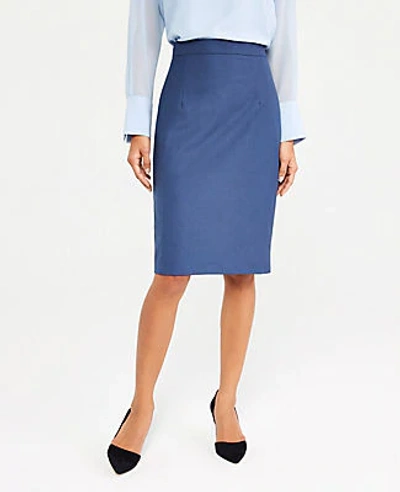 Ann Taylor The Petite Pencil Skirt In Tropical Wool In Dusk Indigo