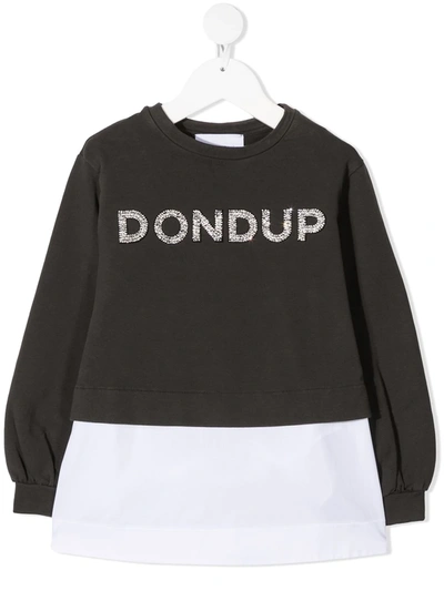 Dondup Kids' Logo-embroidered Long-sleeve T-shirt In Grey