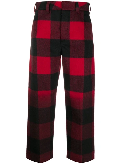 Department Five Check-pattern Cropped Trousers In Red