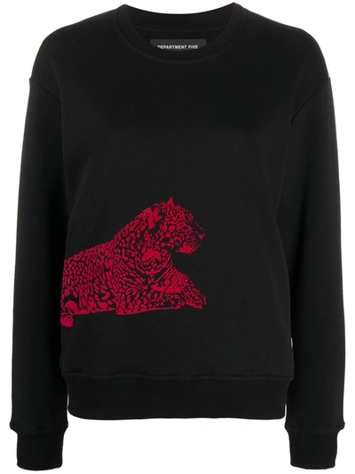 Department 5 Leopard-print Sweatshirt In Black