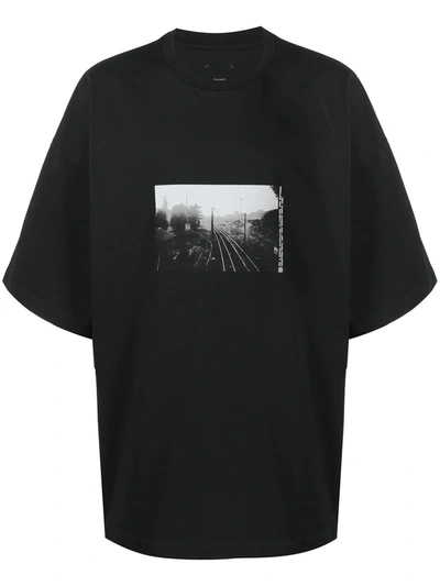 Oamc Photograph-print Cotton T-shirt In Black