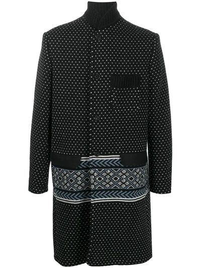 Haider Ackermann Intarsia Knit Single-breasted Coat In Black