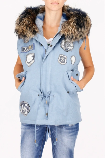 As65 Vest With Fur In Light Blue