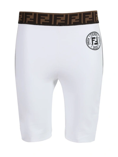 Fendi Logo Biker Shorts In White