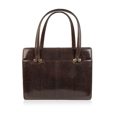 Pre-owned Gucci Vintage Brown Leather Top Handle Bag Handbag