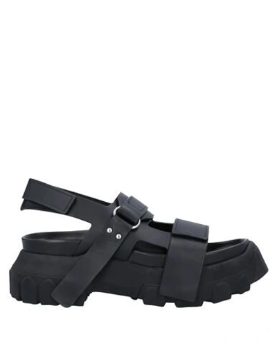Rick Owens Tractor Black Leather Sandals