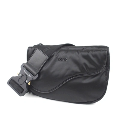 Pre-owned Dior Saddle Nylon Belt Bag In Black