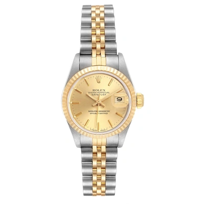 Rolex Datejust Steel Yellow Gold Fluted Bezel Ladies Watch 69173 Box Papers In Not Applicable