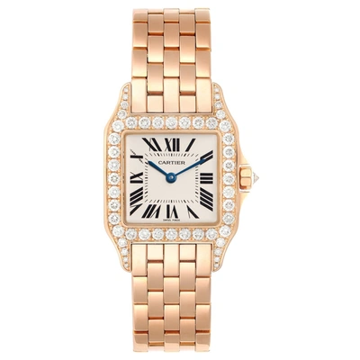 Cartier Santos Demoiselle Rose Gold Diamond Midsize Ladies Watch Wf9007z8 Box Papers In Not Applicable
