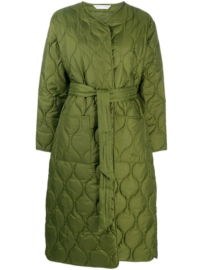 Barbour X Alexa Chung Martha Collarless Quilted Coat In Green