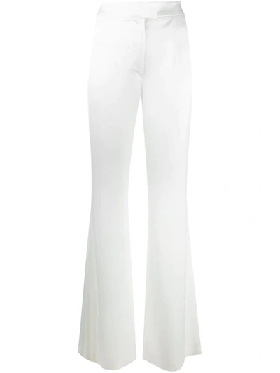 Galvan Julianne White Wide-leg Satin Trousers In Grey