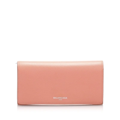 Balenciaga Essential Money Leather Wallet In Pink