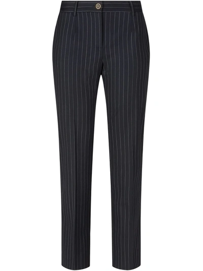 Dolce & Gabbana Low-rise Pinstripe Trousers In Black