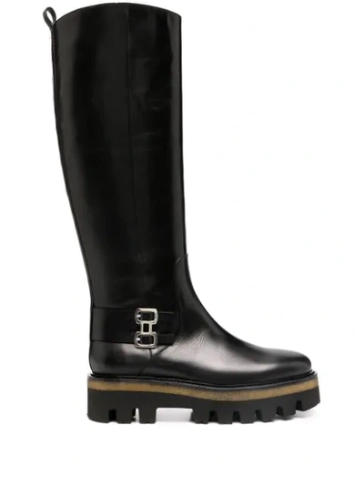 Sartore Knee-length Leather Boots In Black