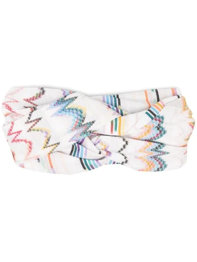 Missoni Chevron-print Ruched Headband In White