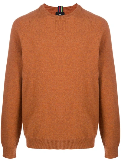 Ps By Paul Smith Long-sleeved Ribbed-knit Edge Jumper In Orange
