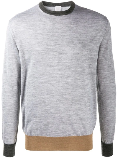 Eleventy Contrast Trim Fine Gauge Merino Wool & Silk Sweater In Grey
