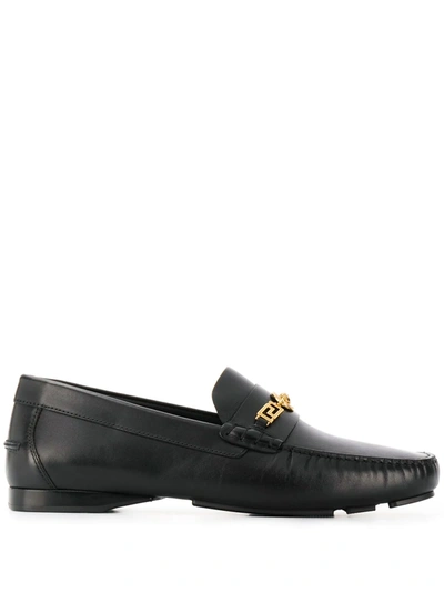 Versace Greek Medusa Loafers In Nero Oro