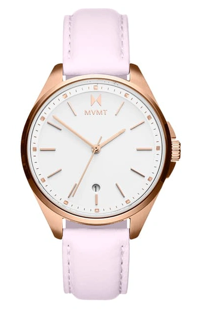 Mvmt Coronada Leather Strap Watch, 32mm In Rose/ White/ Gold