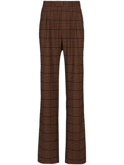 Nanushka Ander Check-pattern Trousers In Brown