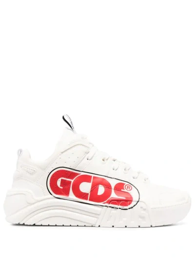 Gcds Slim Skate Logo-print Chunky Sneakers In White